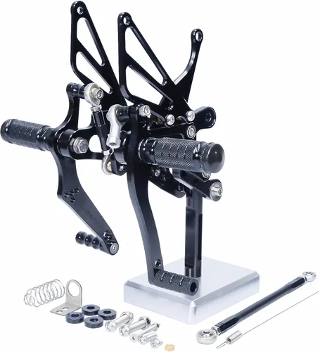 Vista 2 de Reposapiés de motocicleta ajustable de aluminio para Yamaha YZF R6 1999 2000 2001 2002 (negro)