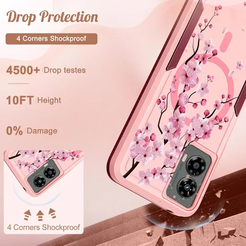 Vista 5 de Funda para Moto G 5G 2024 – Compatible con MagSafe para mujeres y niñas, bonita funda protectora magnética para teléfono, diseño femenino Kawaii