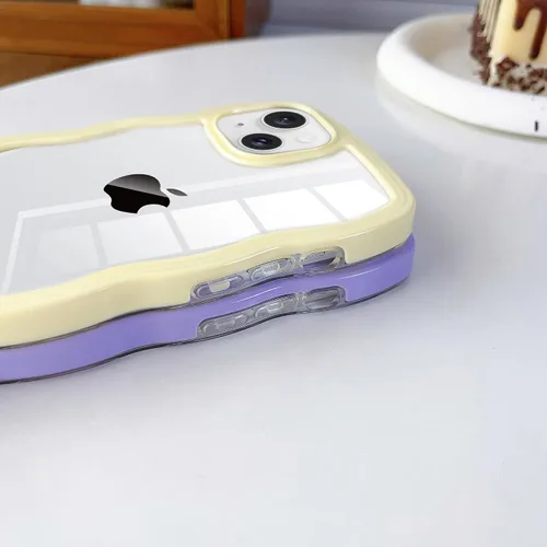 Vista 5 de Funda para iPhone 15 Plus, diseño femenino rizado, ondulado, transparente, de silicona, híbrido, a prueba de golpes, ultrafino, estético, protector
