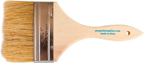 Vista 4 de Pro Grade Brochas de viruta de 4 pulgadas, pinceles de pintura desechables, para selladores, paquete de 12 Natural bristle, wood handle DIY Pack