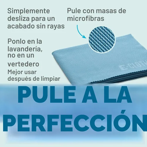 Vista 3 de E-Cloth - Paños para vidrio y pulido, limpiador de vidrio de microfibra premium, ideal para ventanas, vidrio y espejos, lavable y reutilizable