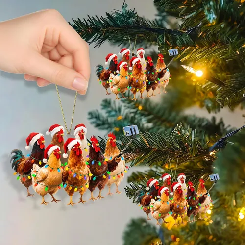 Vista 4 de Funny Christmas Ornament 2026, Farm Chicken Christmas Ornaments