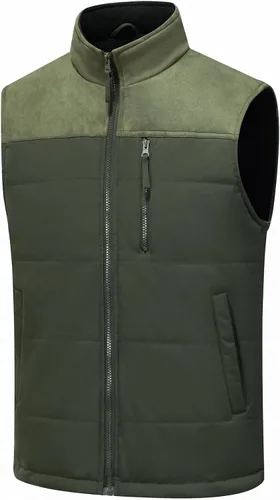 Vista 12 de Msmsse Chalecos de Abrigo para Hombre Chalecos de Invierno Acolchados con Relleno Chaleco Gilet Cuello Levantado Chaleco Puffer Cálido 01 Verde