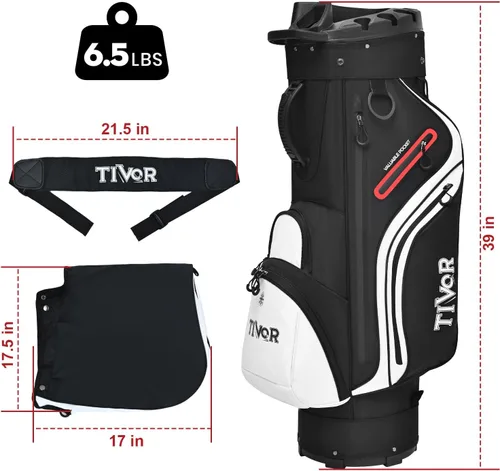 Vista 2 de TIVOR 2026 T-Lock Golf Cart Bag-14-Way Full-Length Dividers,9 Pockets, Easy-Access Handle & Ergonomic Straps Perfect for Cart & Walking, Includes