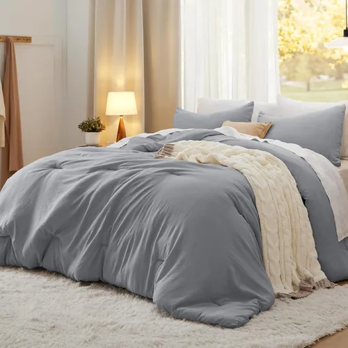 Vista 45 de Bedsure Juego edredón suave prelavado individual/individual XL, 365 días, cálido relleno alternativo GentleSoft™, 1 edredón ligero:68x88 pulgadas