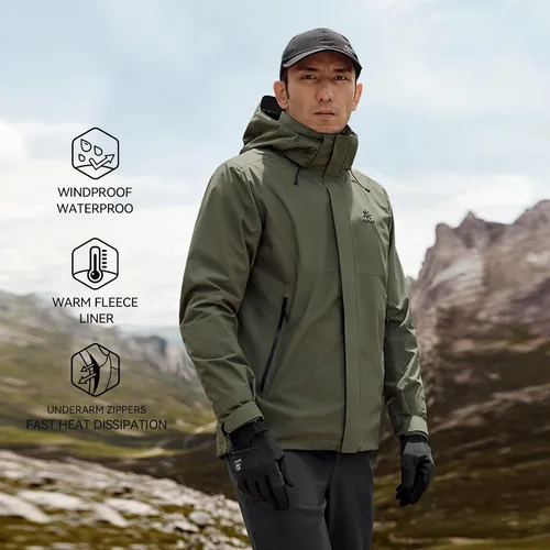 Vista 2 de KAILAS Chaqueta de esquí para hombre, abrigo de invierno impermeable 3 en 1, chaqueta de esquí resistente al viento, chaqueta de nieve acolchada