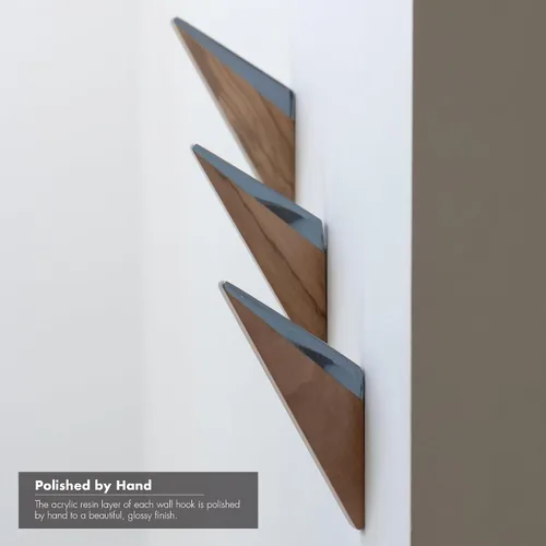 Vista 8 de LINE+ARC Gancho de pared de madera de olivo con tapa acrílica