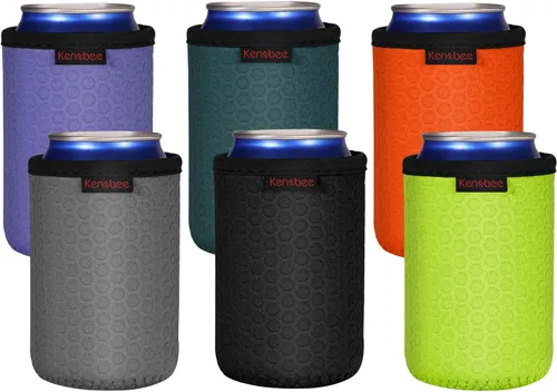 Vista 20 de Paquete de 4 Fundas Enfriadoras para Latas Delgadas de 12oz, Suaves Aisladas Reutilizables Antideslizantes de Neopreno Portavasos Cubiertas
