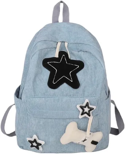 Vista 9 de Mochila moderna Y2K Stars Linda mochila estética para laptop universitaria, mochila casual de viaje para adolescentes (negro)