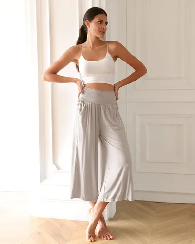 Vista 4 de ODODOS Pantalones palazzo de pierna ancha para mujer, con bolsillos, ligeros, holgados, cómodos, casuales, de 22283032 pulgadas de entrepierna