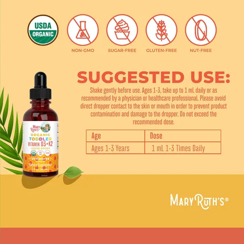 Vista 3 de MaryRuth Organics Vitamina D3 Vitamina K2 Gotas de vitamina D3 K2 Suplemento líquido de vitamina K2 D3 para niños pequeños Suplemento