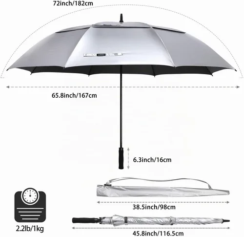 Vista 3 de G4Free Paraguas enorme de golf con protección UV, apertura automática, resistente al viento, paraguas de gran tamaño, extra grande, ventilado, doble