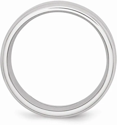 Vista 2 de Anillo liso liso de cobalto biselado borde 0315in para hombre liso clásico de boda cepillado acabado mate anillo de banda