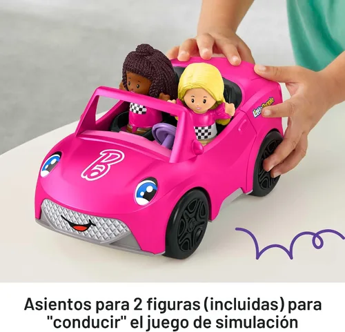 Vista 4 de Fisher-Price Little People - Juego de juguete de coche convertible de Barbie para niños pequeños con sonidos de música y 2 figuras para juego