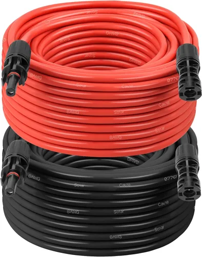 Vista 22 de XRDS -RF Cable de extensión solar 8AWG 3FT paquete de 2 unidades (rojo + negro), cable fotovoltaico con conectores solares macho/hembra, cable