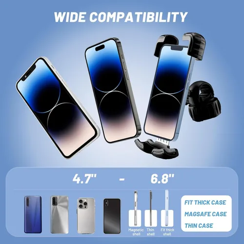 Vista 3 de Soporte ajustable para teléfono celular para bicicleta, motocicleta, soporte ajustable para teléfono celular, giratorio de 360° para manillar