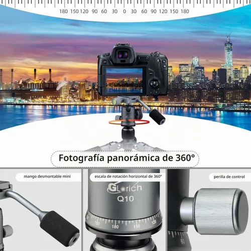 Vista 4 de Glorich Mini trípode portátil de mesa de 20 pulgadas con cabeza de bola de 360 grados, trípode de escritorio de viaje pequeño de aleación