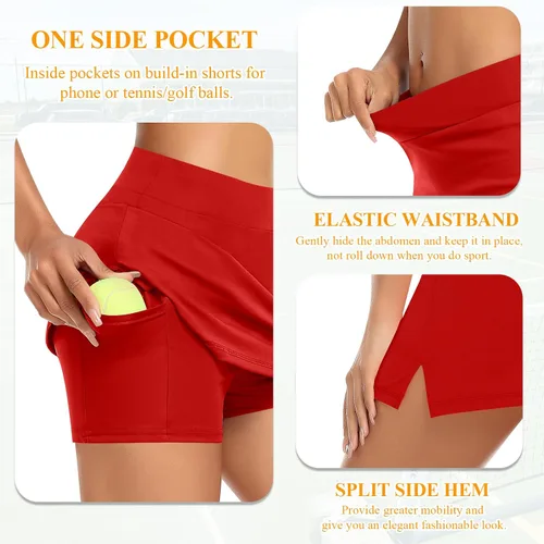 Vista 3 de Falda de tenis para mujer, pantalón deportivo para golf, entrenamiento, deportes, correr, pantalones cortos con bolsillos, ropa deportiva