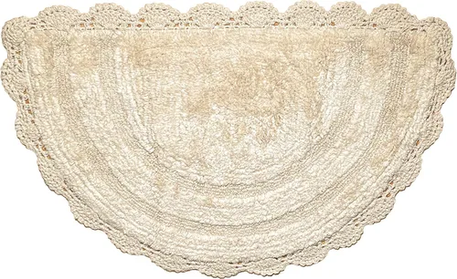 Vista 29 de Chardin home Alfombra de baño de ganchillo beige, alfombra de baño ovalada 100% algodón con borde de ganchillo artesanal hecho a mano, alfombra
