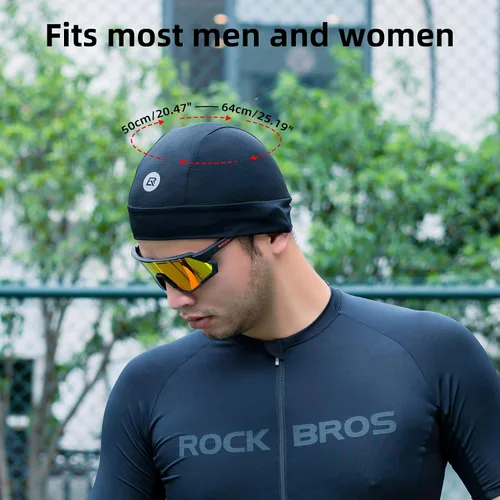 Vista 6 de ROCKBROS Gorro de malla con forro de casco de calavera para hombres y mujeres, se adapta debajo de los cascos