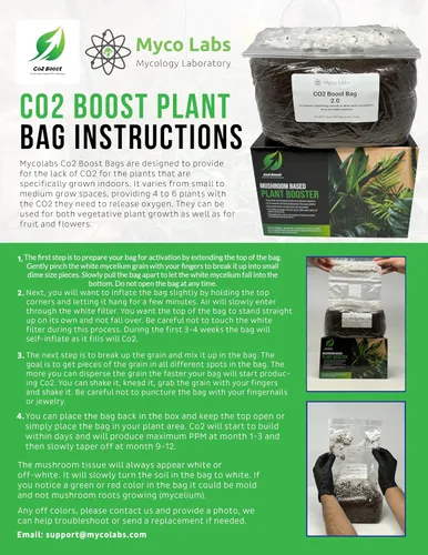 Vista 5 de Myco Labs Co2 Boost Bolsa de cultivo de hongos autoactivados para plantas, salas de cultivo y tiendas de campaña 2.0