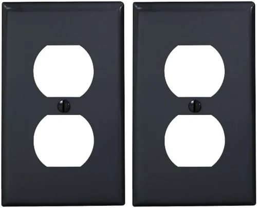 Vista 3 de Leviton Placa de pared para receptáculo dúplex de dispositivo de 1 gang, tamaño estándar, nailon termoplástico, montaje de dispositivo, 80703-E