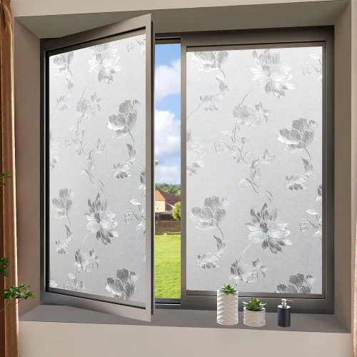 Vista 7 de Hibiscus Flowers - Película de ventana con bloqueo solar de 17.5 x 78.7 pulgadas, adhesivo decorativo extraíble de vidrio