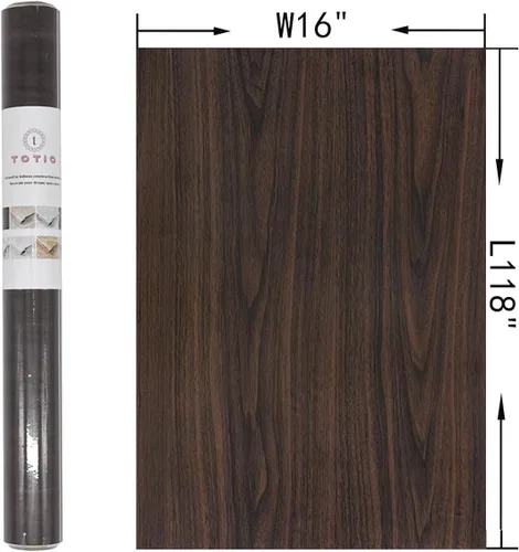 Vista 7 de Papel de contacto de grano de madera marrón oscuro, papel tapiz grueso de madera de nogal, papel de pared con aspecto de madera de nogal negro