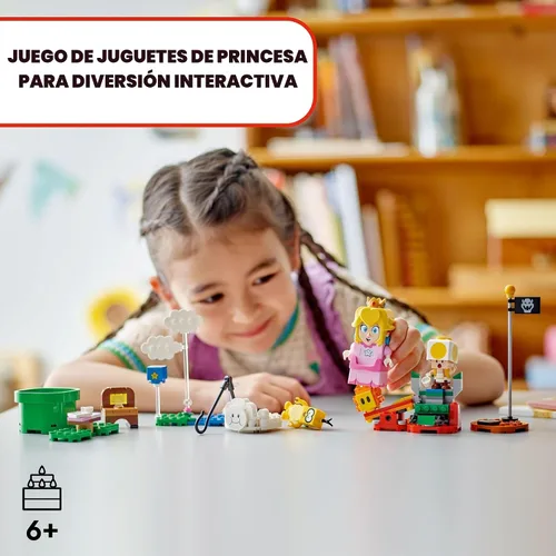 Vista 2 de LEGO Super Mario Adventures con juguete interactivo de la Princesa Peach, Set de Juego de Super Mario para niños, Figura de Toad Amarillo, regalo