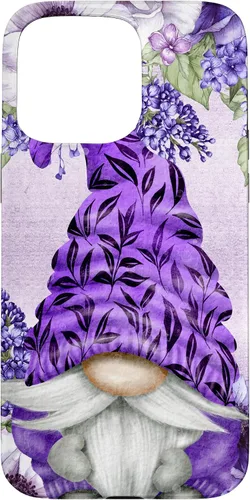 Vista 28 de Funda estética para iPhone 16 con diseño de anémonas de gnomo morado y lavanda