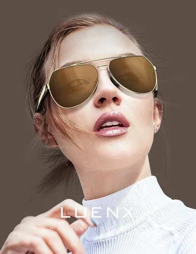Vista 3 de Lentes para aviador Luenx polarizados para hombres y mujeres con armazón de metal grande protección UV 400