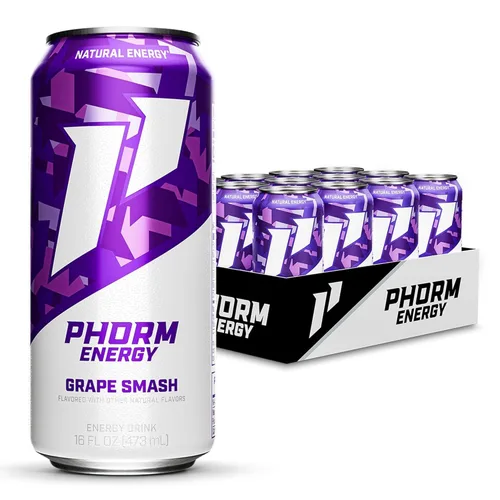 Vista 11 de PHORM ENERGY - Bebida energética, Blue Blitz, sabor a frambuesa azul, 200 MG de cafeína natural de té verde, sin azúcar, bebida carbonatada