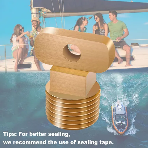 Vista 7 de Tapones de drenaje de latón con rosca NPT de 1/2 pulgadas, tapón de drenaje de garboard de barco, utilizado en cascos de barco, casco de barco