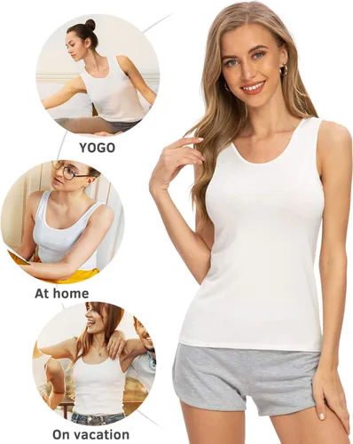 Vista 2 de Rosyline Camisetas sin mangas básicas sin mangas para mujer, 4 piezas, camisetas sin mangas