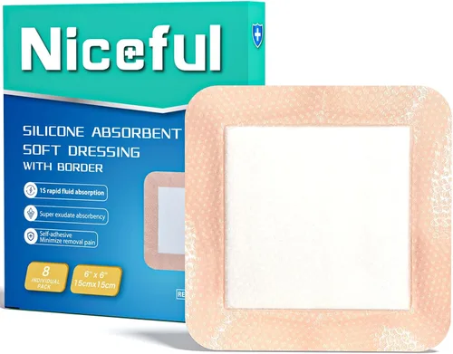 Vista 14 de Niceful Apósito de Silicona Súper Absorbente para Heridas-4"× 4" Vendajes Autoadhesivos para el Cuidado de Heridas, Elegible para FSA HSA