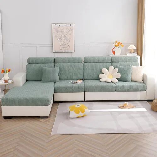 Vista 11 de OKYUK Fundas universales para sofá en forma de L resistentes al desgaste, funda para sofá chaise lounge, protector elástico de muebles Rosa Trigo