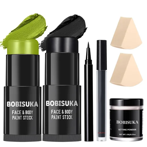 Vista 27 de BOBISUKA Barra de pintura negra para la cara y el cuerpo, palitos negros para deportes, béisbol, softbol, fútbol, kit de pintura negra