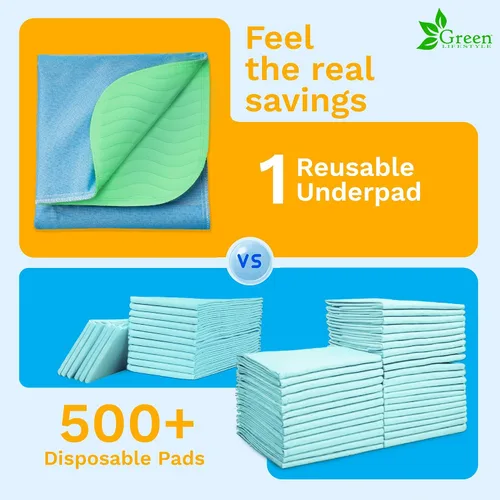 Vista 7 de GREEN LIFESTYLE Almohadillas lavables – Almohadillas reutilizables de gran absorción para incontinencia para niños, adultos, ancianos y mascotas