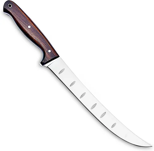 Vista 4 de Cuchillo de carnicero hecho a mano de 15.5 pulgadas con mango ergonómico de palisandro, ideal para cortar, rebanar, tallar carne.
