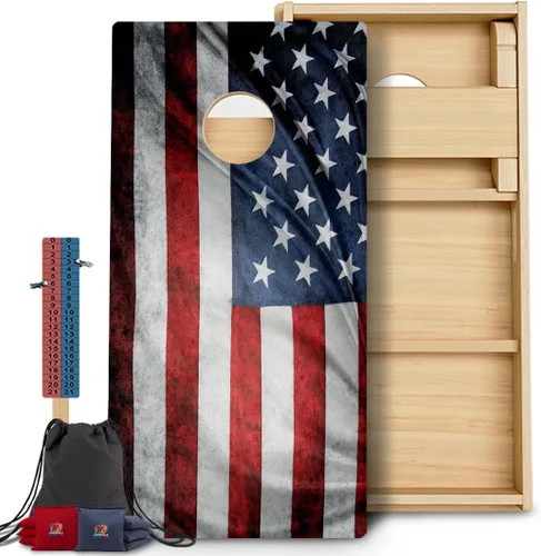 Vista 113 de CornholeGamesUSA Pro - Juego de tablas de Cornhole Fabricado en Estados Unidos Abedul báltico 3/4 Sin rebote Patas triples gruesas Dos 1