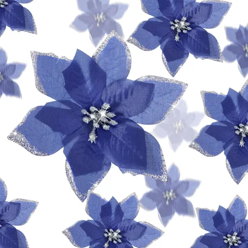 Vista 18 de WILLBOND 36 piezas de flores de Pascua navideñas de 3 tamaños para árbol de Navidad, flores falsas con purpurina, decoración, adornos de flor