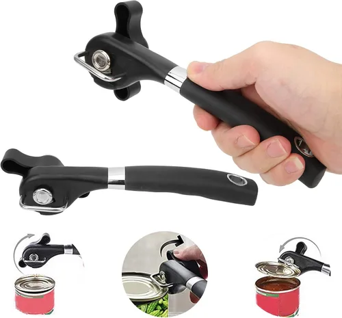 Vista 4 de Juego de 2 abrelatas manual de acero inoxidable suave de acero inoxidable mango ergonómico resistente Com fortable para sostener para cocina