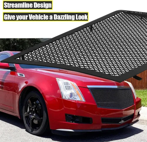Vista 4 de AM&PM Parrilla frontal negra de malla de acero inoxidable compatible con Cadillac CTS 2008-2013
