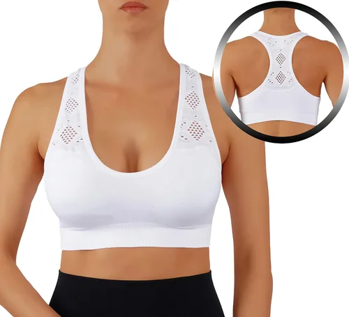 Vista 2 de Sujetador deportivo con parte superior de yoga para mujeres, 1 copa transpirable extra acolchonada