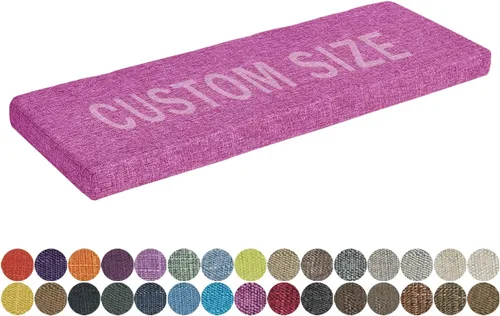 Vista 12 de Cojín de banco de tamaño personalizado, 30 colores, cojín de asiento de ventana panorámica, espuma gruesa de tapicería de 1.18 pulgadas, 1.97