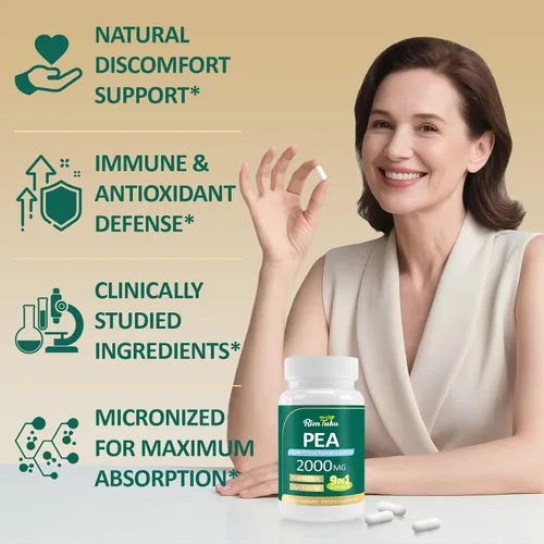 Vista 3 de Palmitoiletanolamida liposomal 2000 mg + luteolina 200 mg + cúrcuma 200 mg y fisetina 100 mg, guisante micronizado 99% altamente purificado