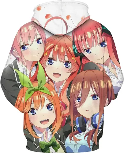 Vista 2 de The Quintessential Quintuplets Anime - Sudadera casual con capucha