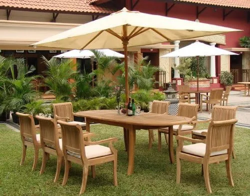Vista 2 de Mesa de comedor ovalada de madera de teca de grado A grande de extensión doble de 94 pulgadas #WHDT94O