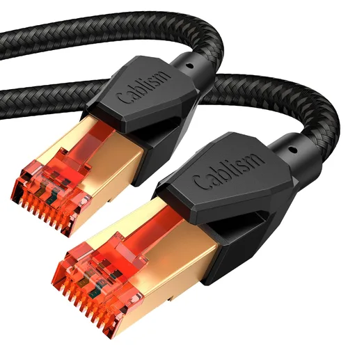 Vista 7 de Cable Ethernet Cat 8 de 1 a 6 unidades, corto, resistente, de alta velocidad, cable de red LAN chapado en oro, RJ45 de 40 Gbps 2000 MHz, compatible