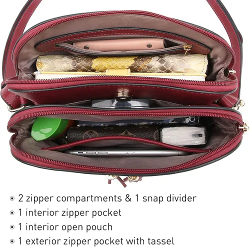 Vista 5 de Dasein - Bolso de hombro para mujer con cremallera y múltiples bolsillos